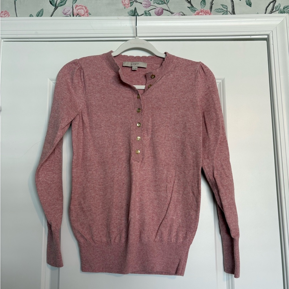 EUC LOFT Henley Crew Neck Sweater Size XS